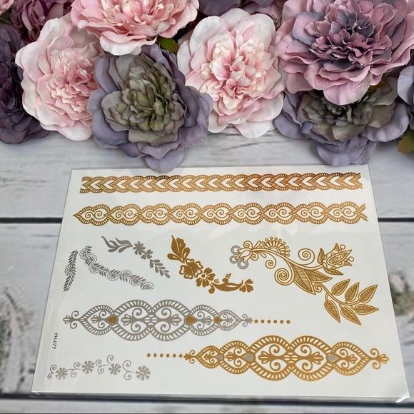 4 Sheets Boho Festival Temporary Metallic Flash Tattoos - Picture 13 of 16